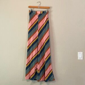 Mustard Seed Diagonal Stripe Wide Leg Pants in Pink, Blue & Mustard